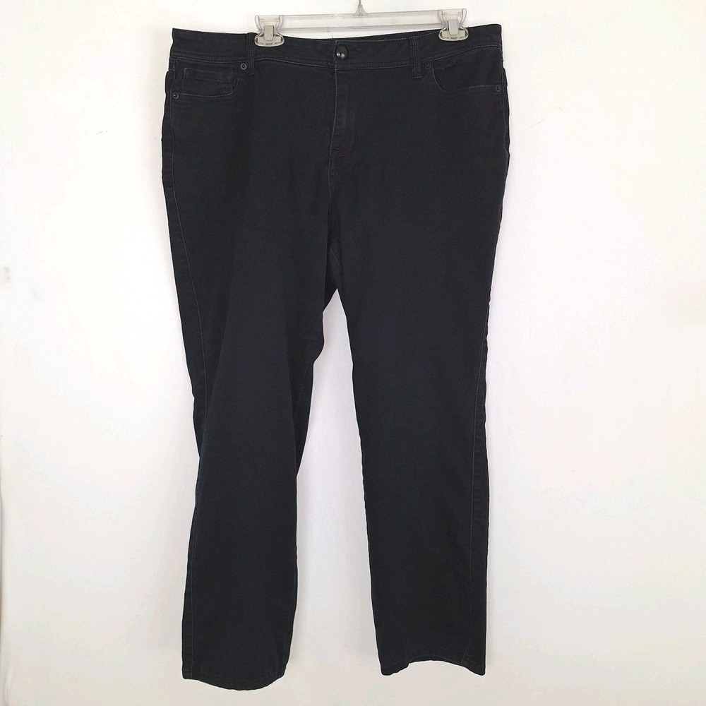 Dressbarn 1962 Womens Soft Skinny Straight Leg 16P Stretch Black High Rise 37X28